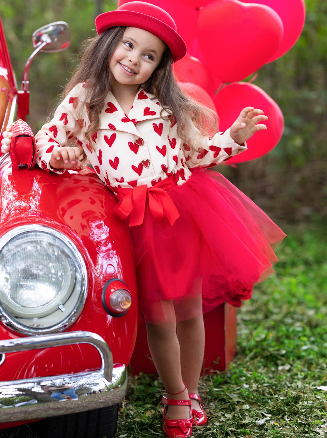Fancy Toddler Clothes | Girls Corduroy Heart Print Blazer Tutu Dress