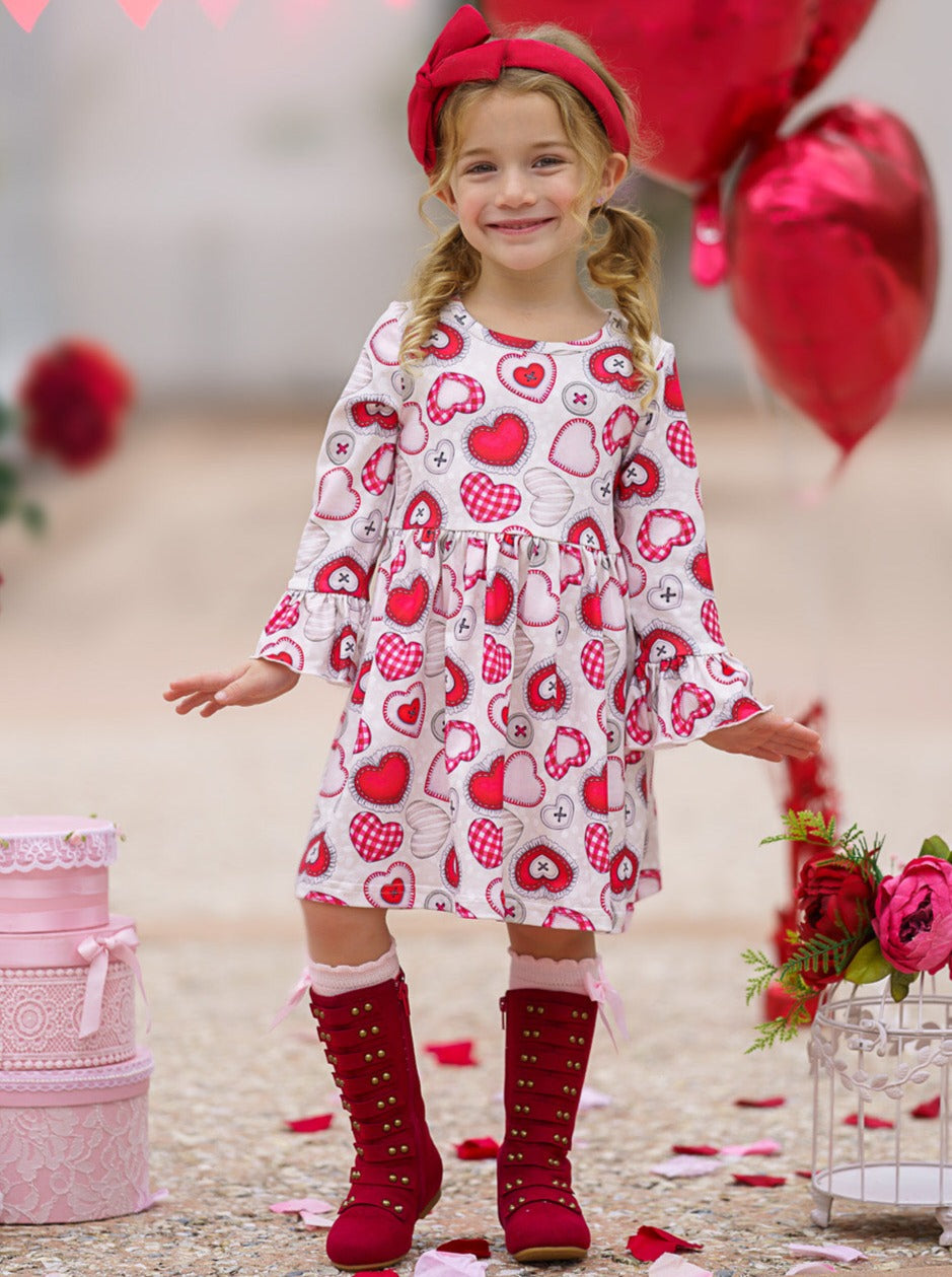valentine's day dress girls Pink Flowery Toddler Girl Valentine filled days at the amusement park Heart Tulle Dress for Valentine's