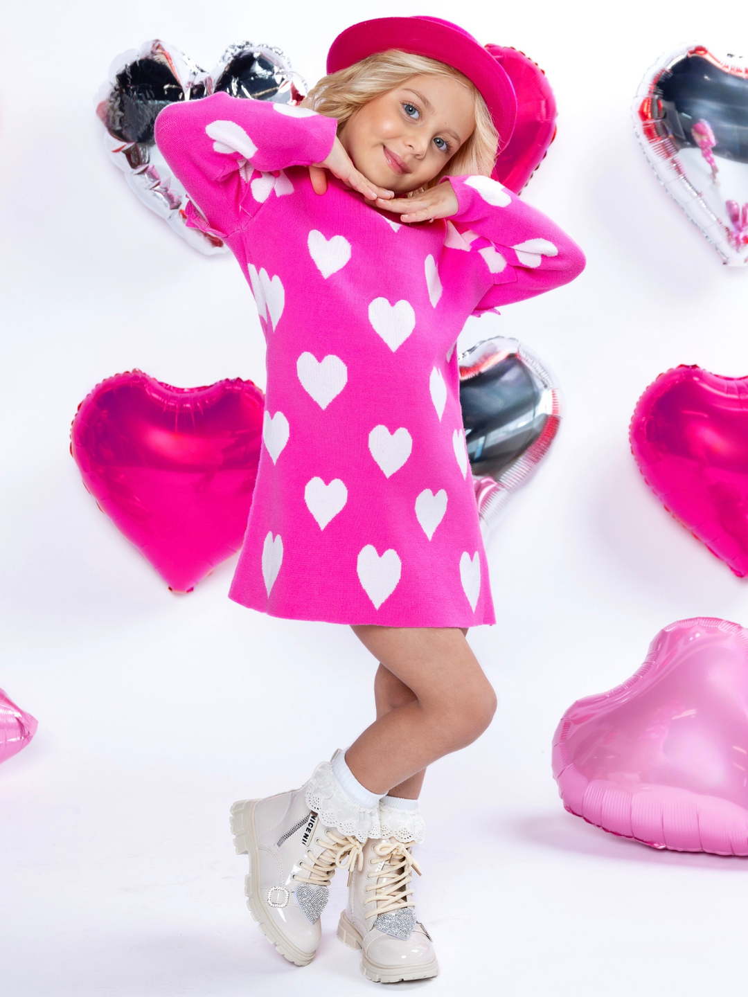 Warms My Heart Hot Pink Sweater Dress Mia Belle Girls