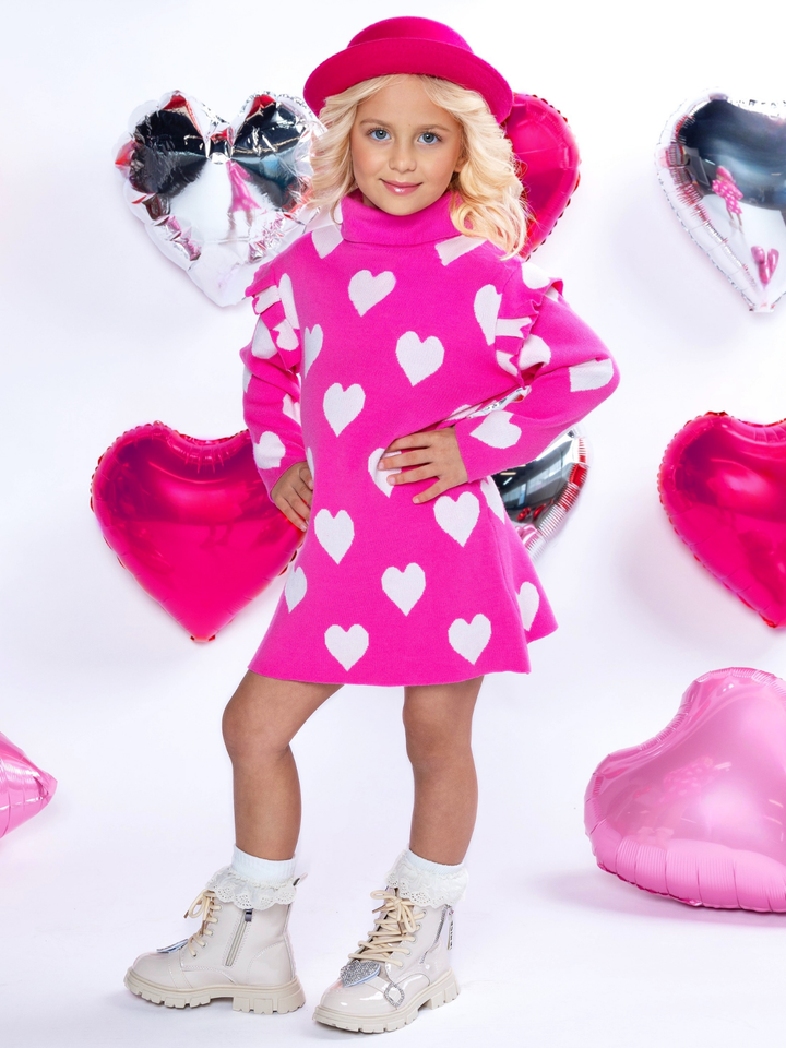 Warms My Heart Hot Pink Sweater Dress Mia Belle Girls