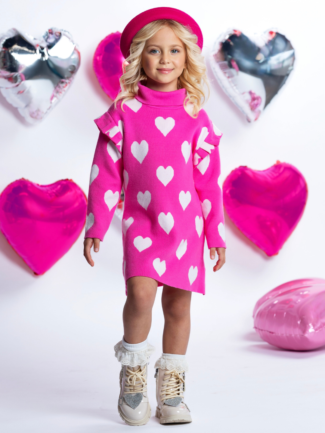 Warms My Heart Hot Pink Sweater Dress Mia Belle Girls