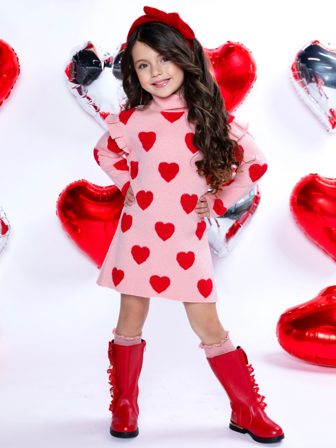 Warms My Heart Pink Heart Sweater Dress Mia Belle Girls