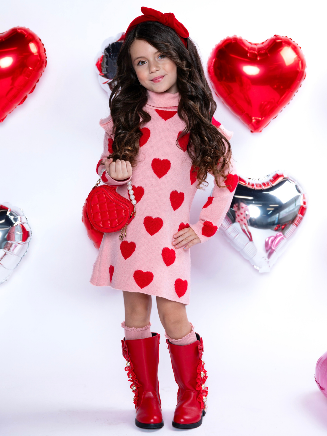 Warms My Heart Pink Heart Sweater Dress Mia Belle Girls