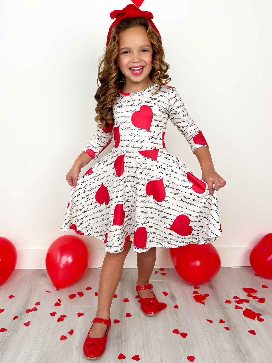 Radiant Heart Twirly Long Sleeve Skater Dress Mia Belle Girls