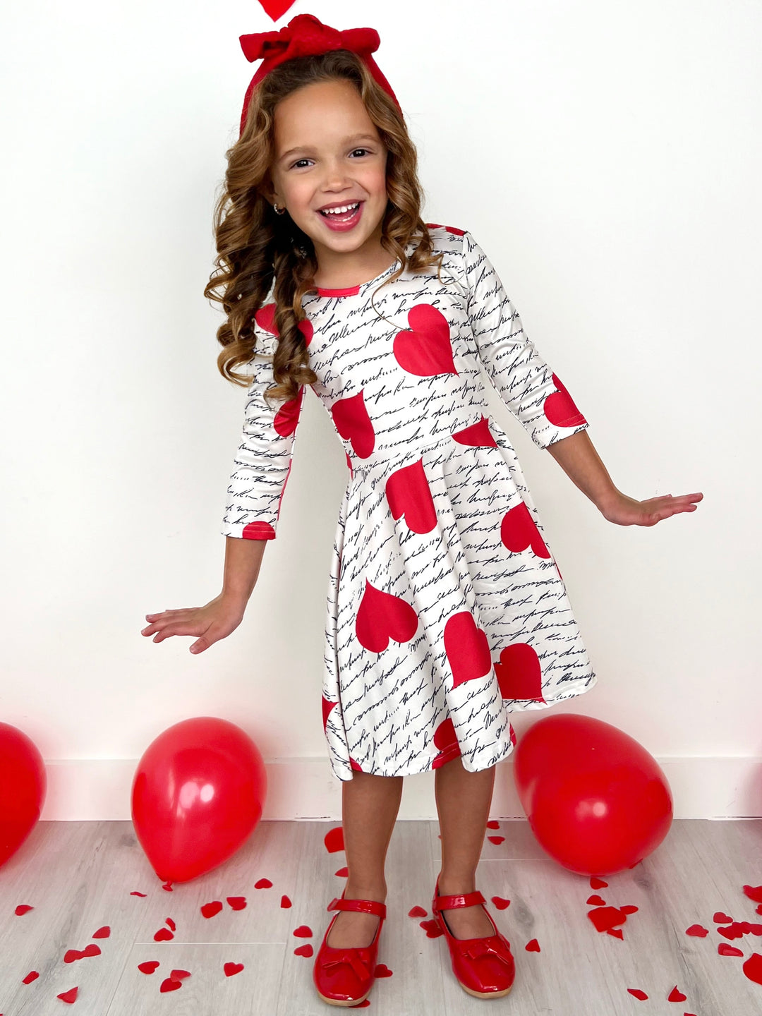 Heartfelt Script Twirly Long Sleeve Skater Dress Mia Belle Girls