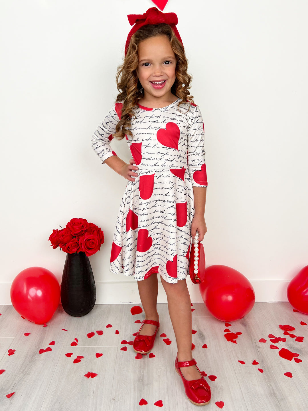 Radiant Heart Twirly Long Sleeve Skater Dress Mia Belle Girls