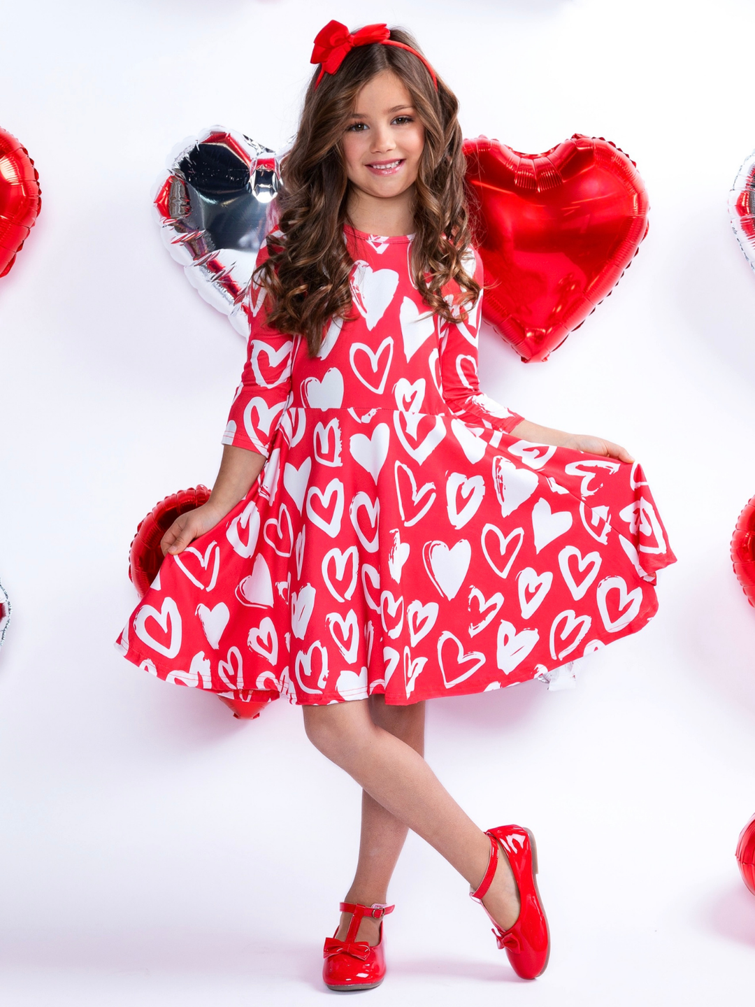 Radiant Heart Twirly Long Sleeve Skater Dress Mia Belle Girls