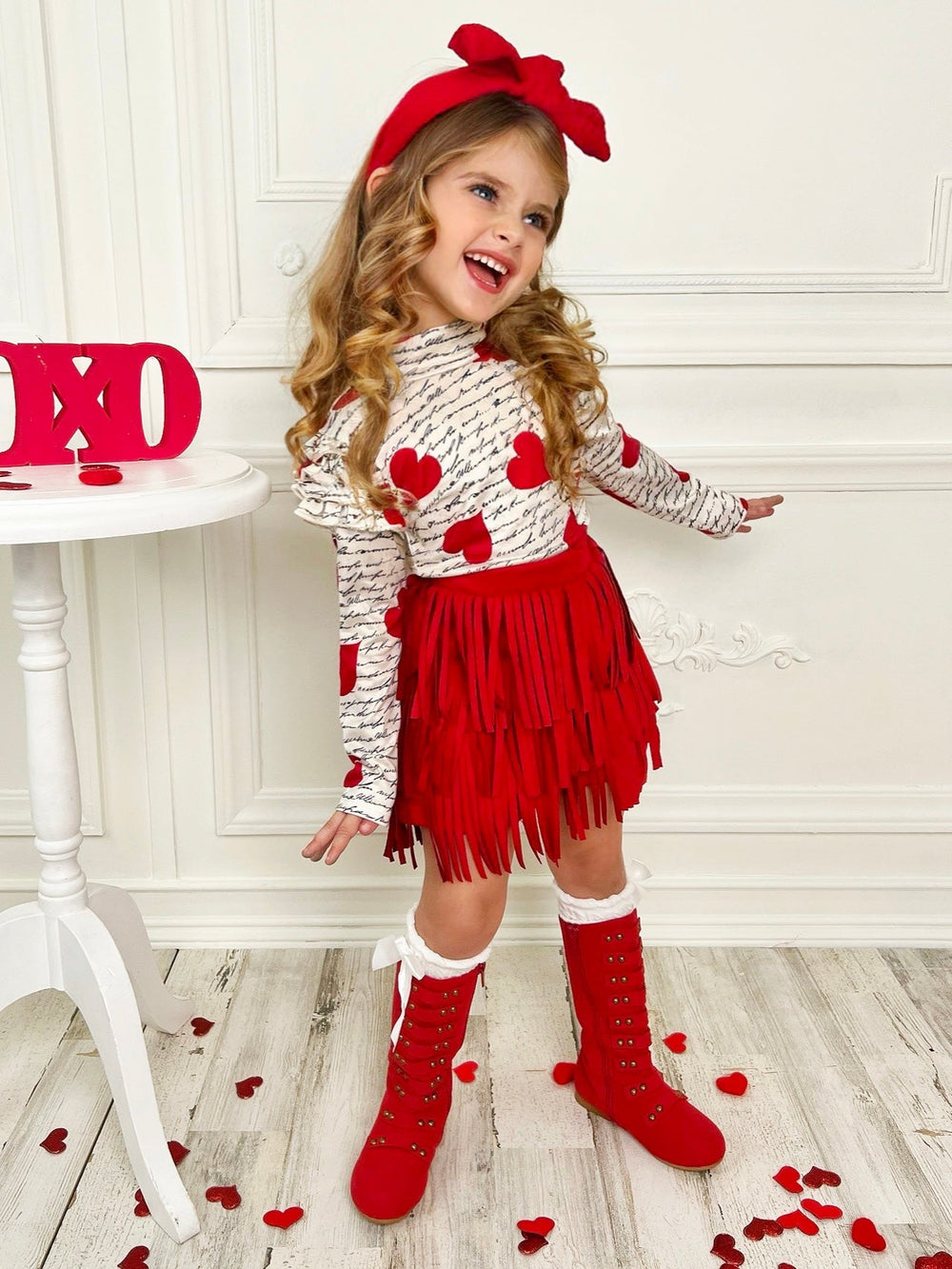 My Love Language Top and Fringe Skirt Set Mia Belle Girls