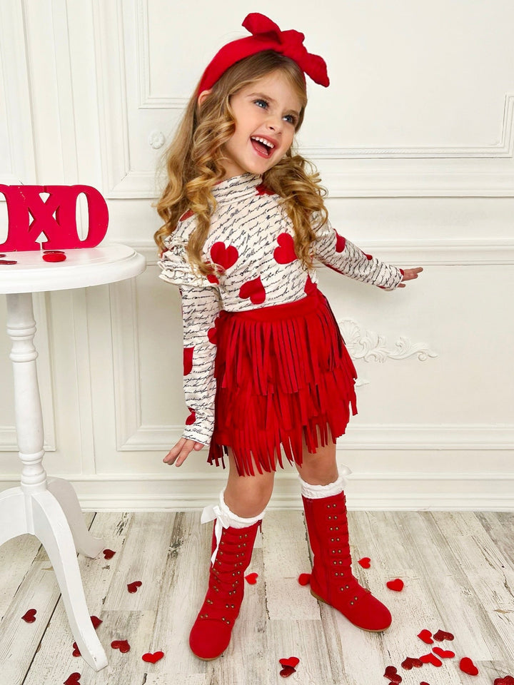 My Love Language Top and Fringe Skirt Set Mia Belle Girls