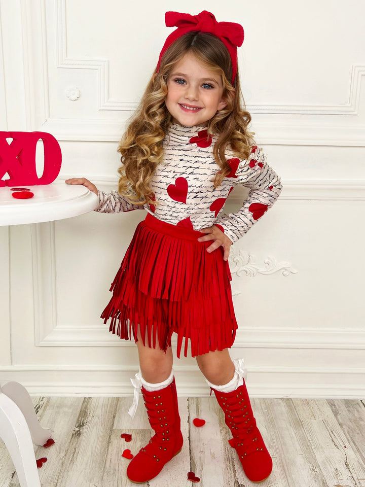 My Love Language Top and Fringe Skirt Set Mia Belle Girls