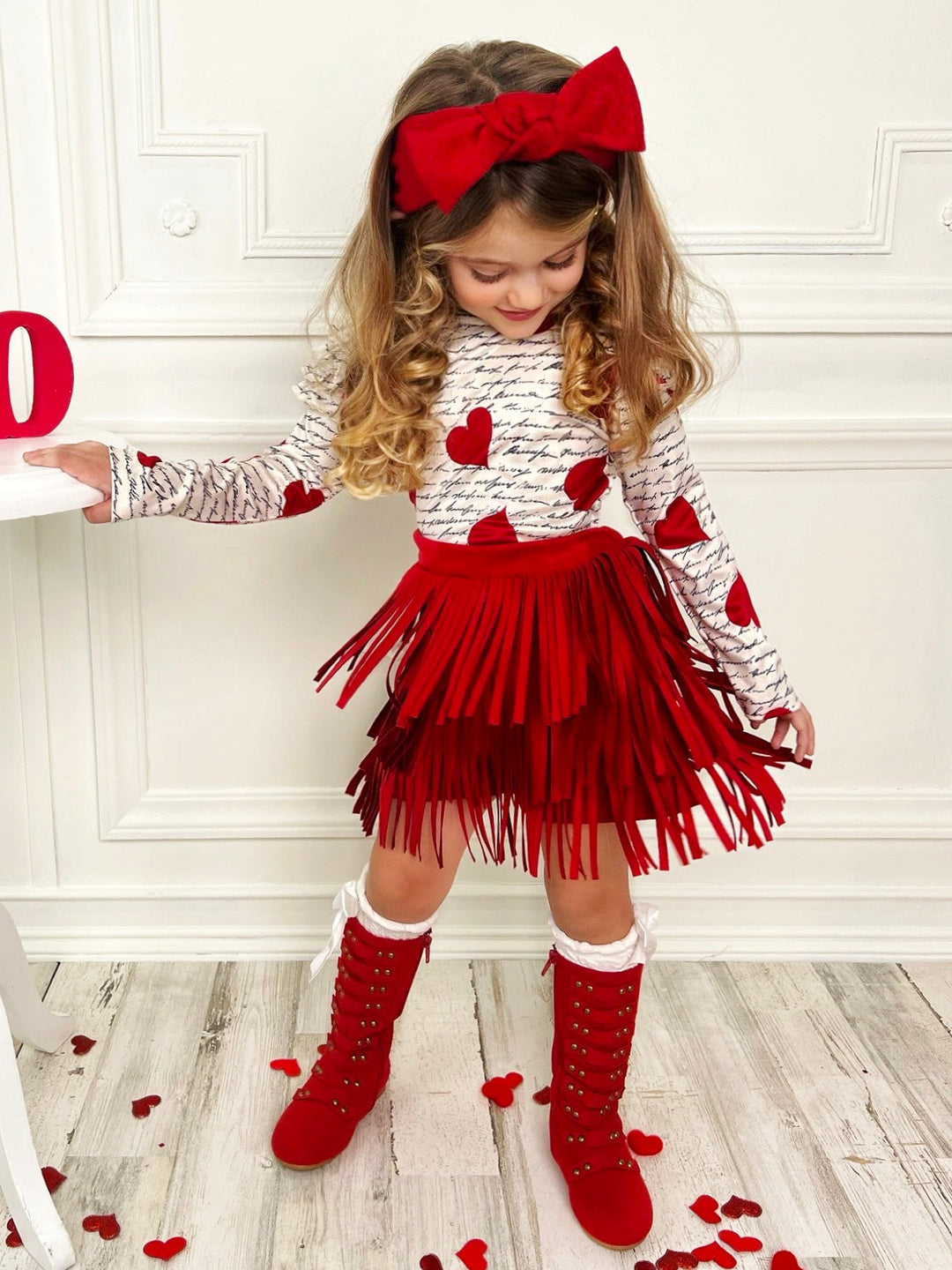 My Love Language Top and Fringe Skirt Set Mia Belle Girls