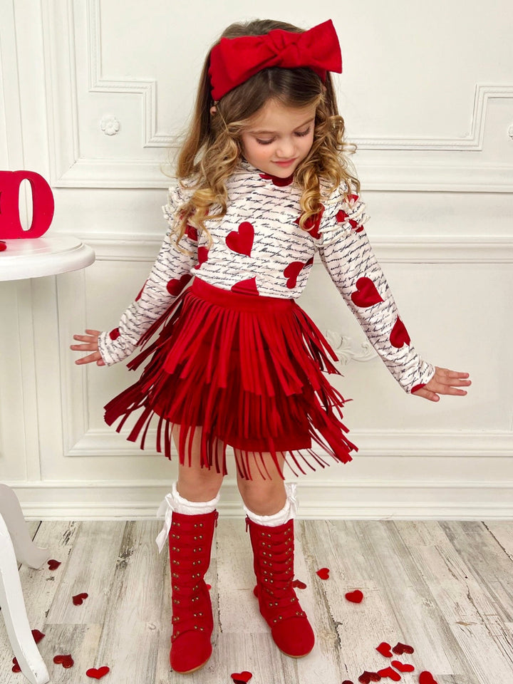 My Love Language Top and Fringe Skirt Set Mia Belle Girls