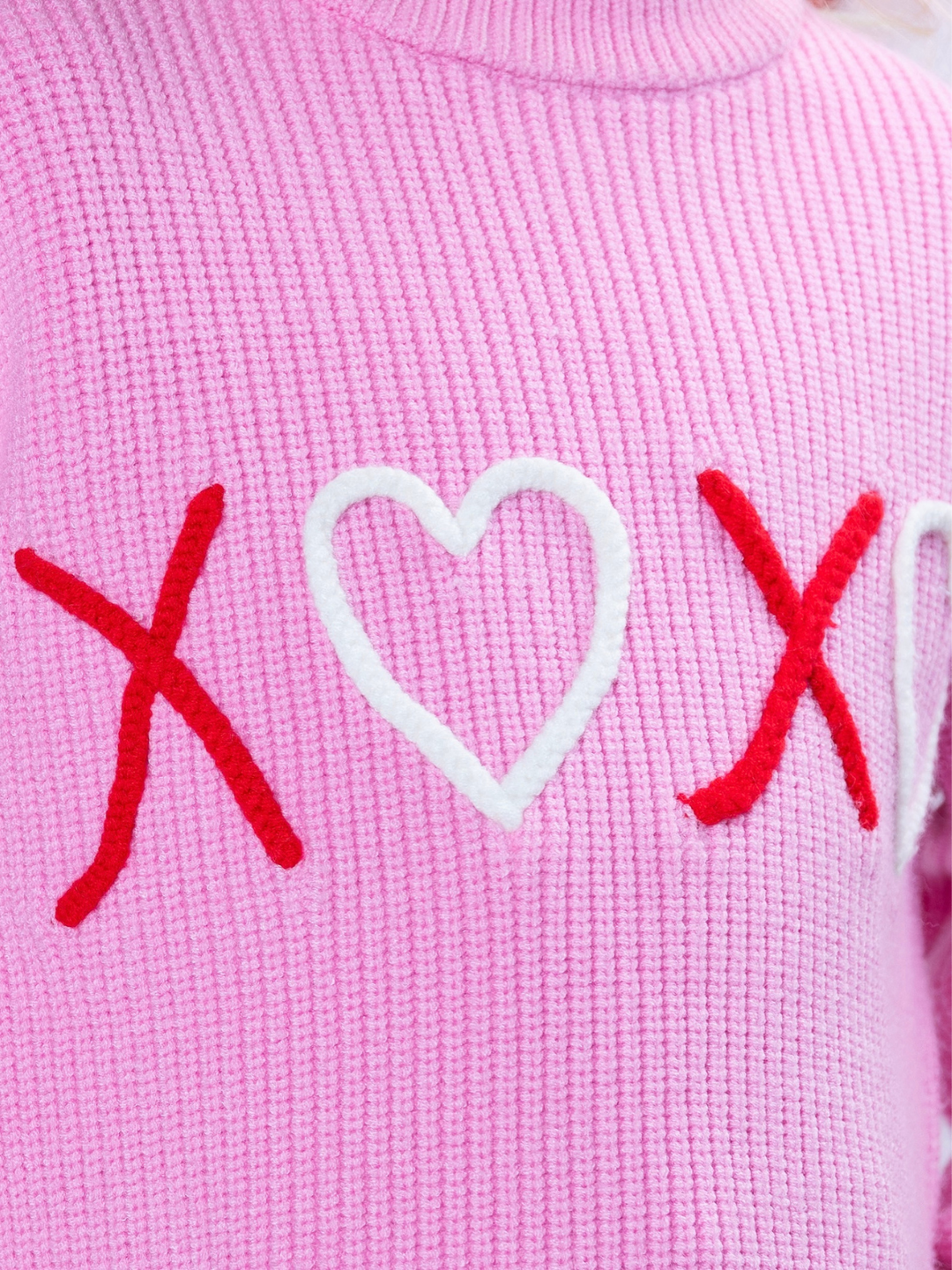 XOXO Embroidered Pink Sweater and Denim Skirt Set Mia Belle Girls
