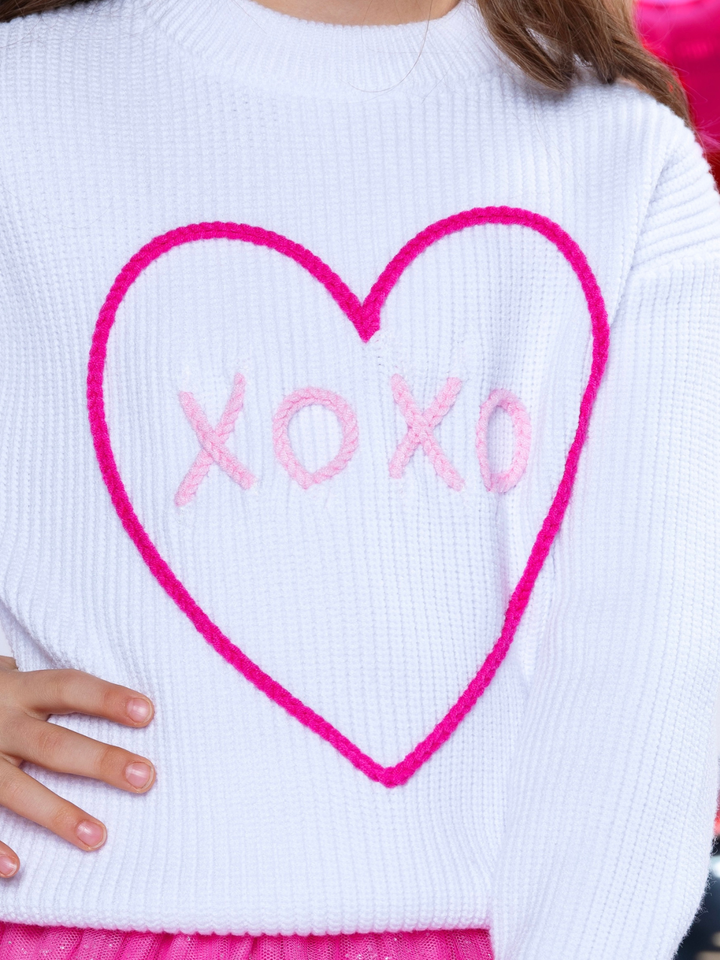 XOXO Embroidered Sweater and Heart Patch Tutu Skirt Set Mia Belle Girls