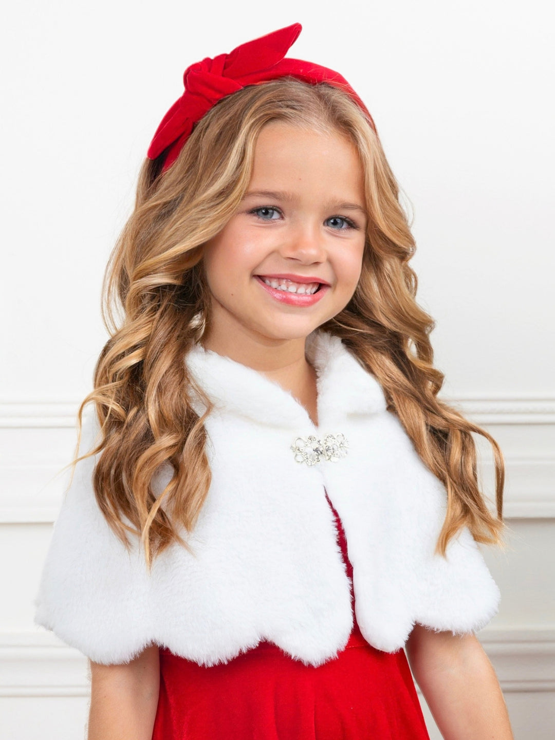 Girls Holiday Velvet Dress & Faux Fur Bolero 2-Piece Set