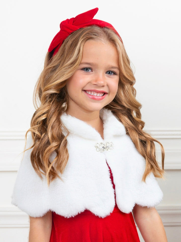 Girls Holiday Velvet Dress & Faux Fur Bolero 2-Piece Set
