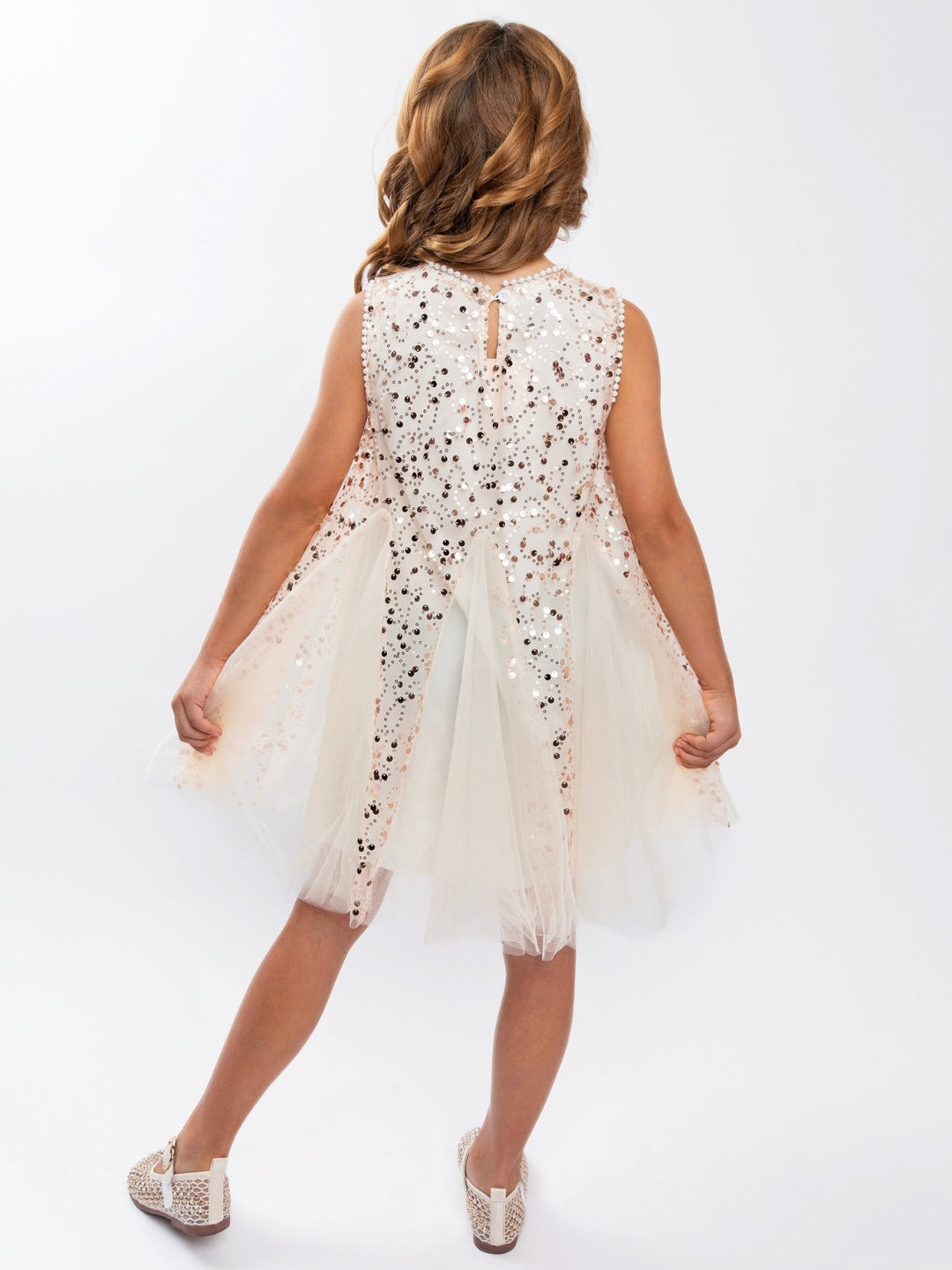 Champagne Gold Sequin Holiday Party Dress