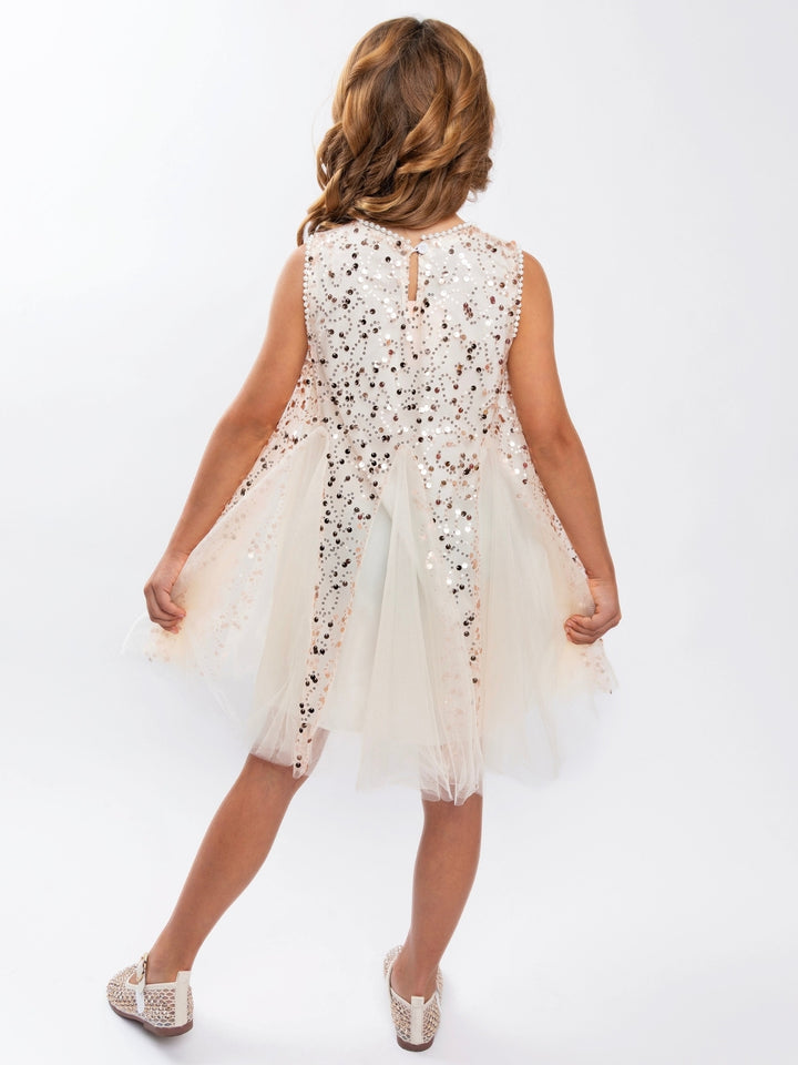 Champagne Gold Sequin Holiday Party Dress