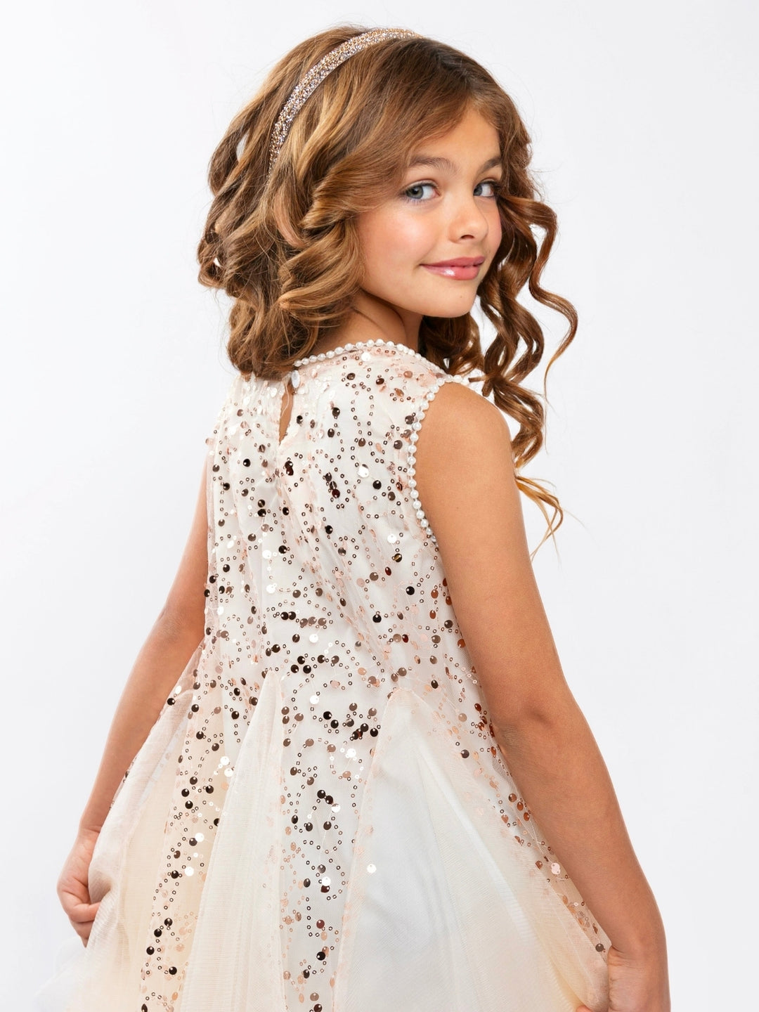 Champagne Gold Sequin Holiday Party Dress