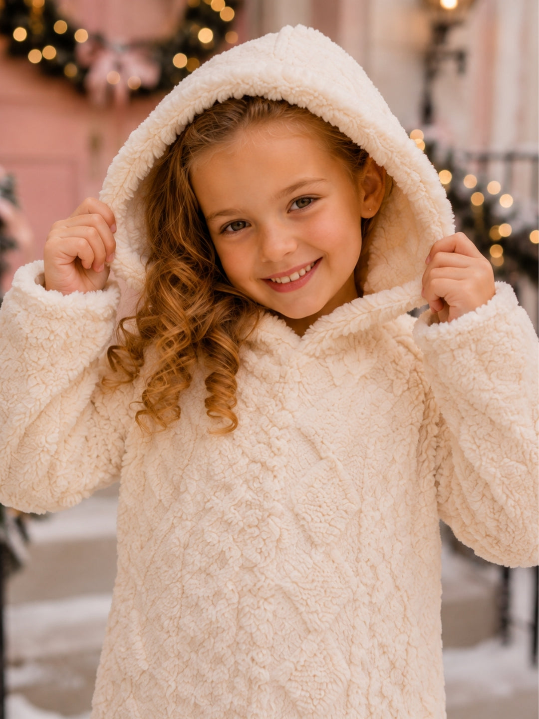Cozy Charm Ivory Hooded Sweater Dress