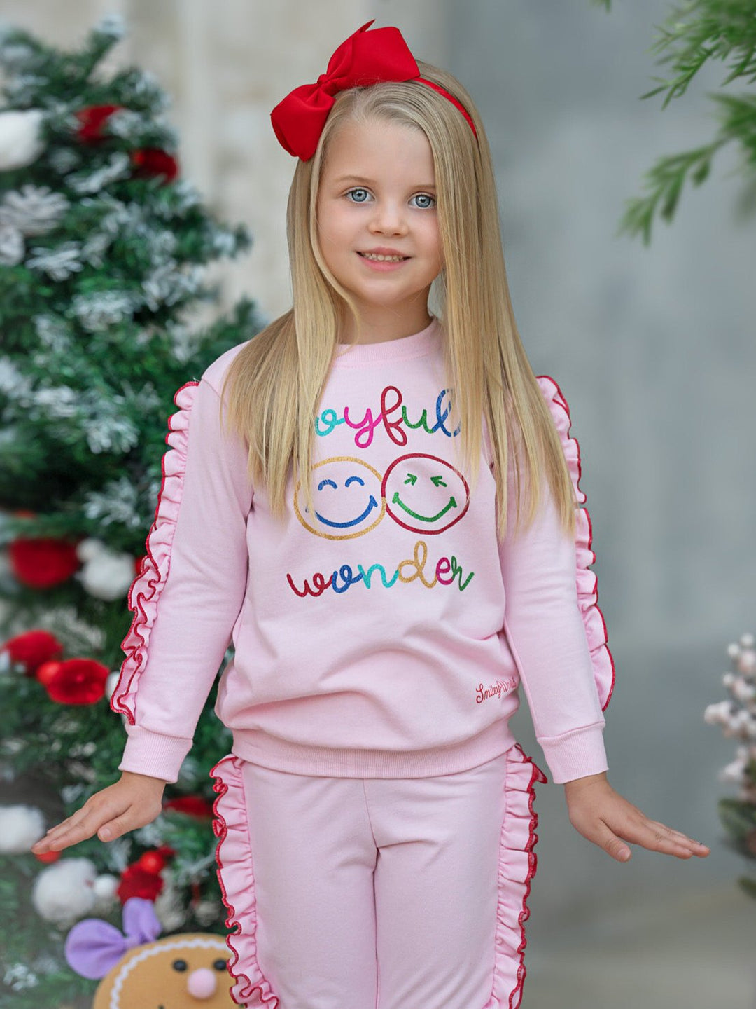 SmileyWorld Joyful Wonder Fleece Sweatshirt and Jogger Set Mia Belle Girls
