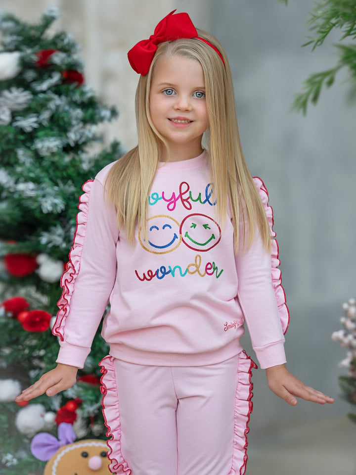 SmileyWorld Joyful Wonder Fleece Sweatshirt and Jogger Set Mia Belle Girls