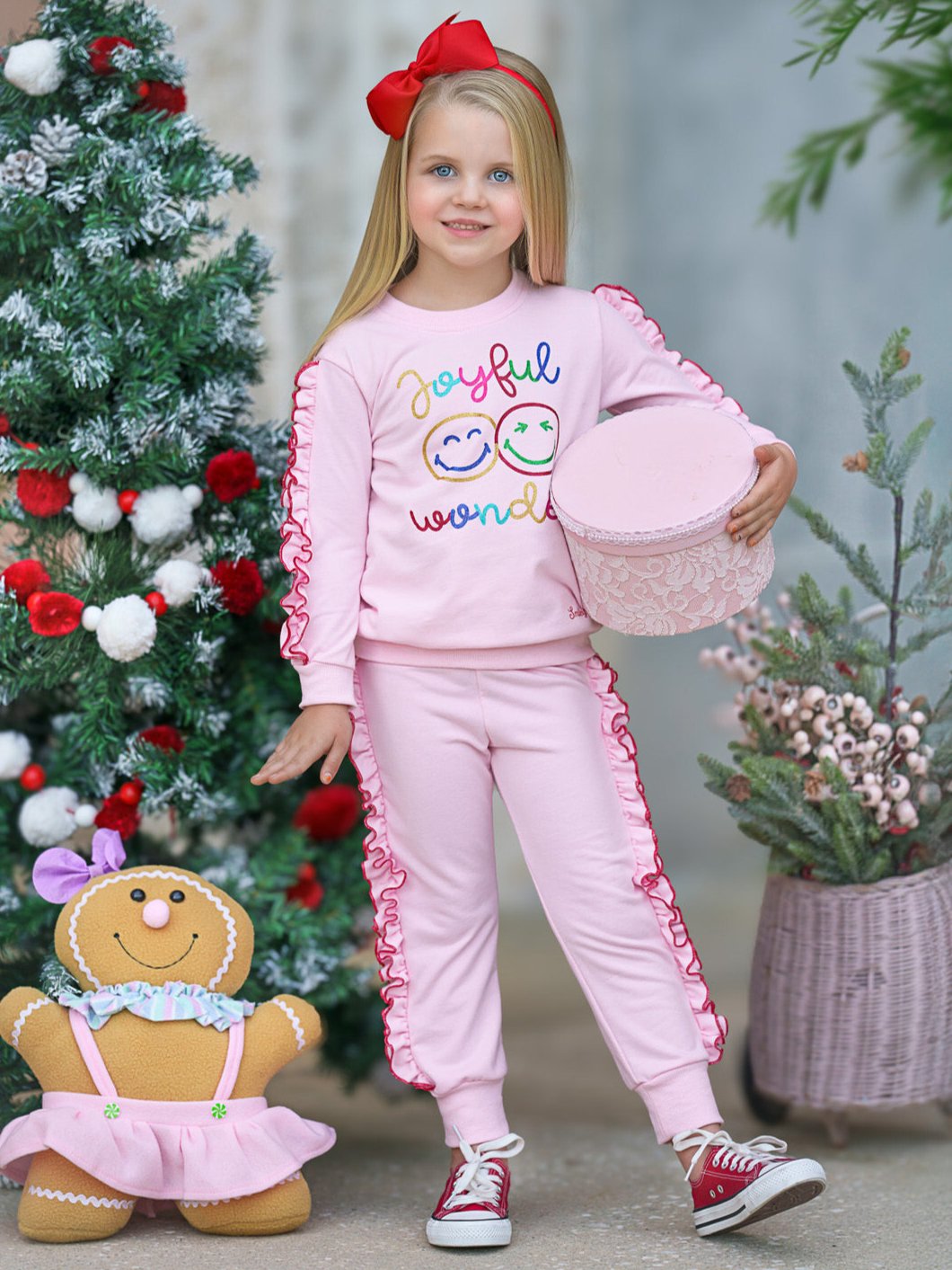SmileyWorld Joyful Wonder Fleece Sweatshirt and Jogger Set Mia Belle Girls