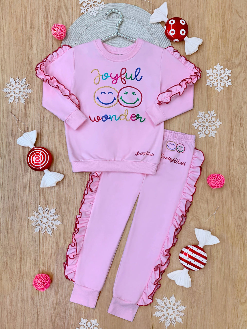 SmileyWorld Joyful Wonder Fleece Sweatshirt and Jogger Set Mia Belle Girls