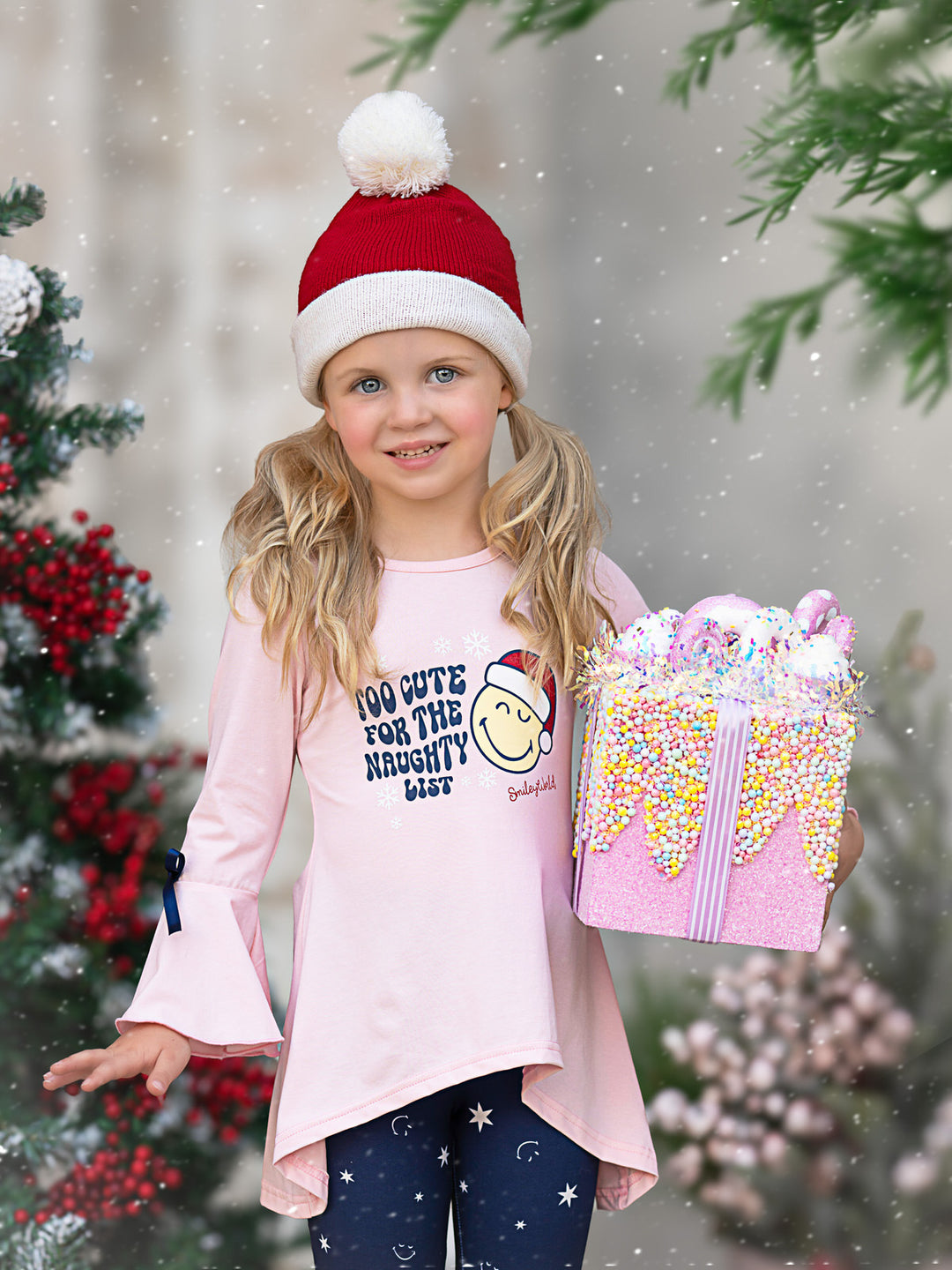 SmileyWorld Too Cute Ruffled Tunic Top and Legging Set Mia Belle Girls