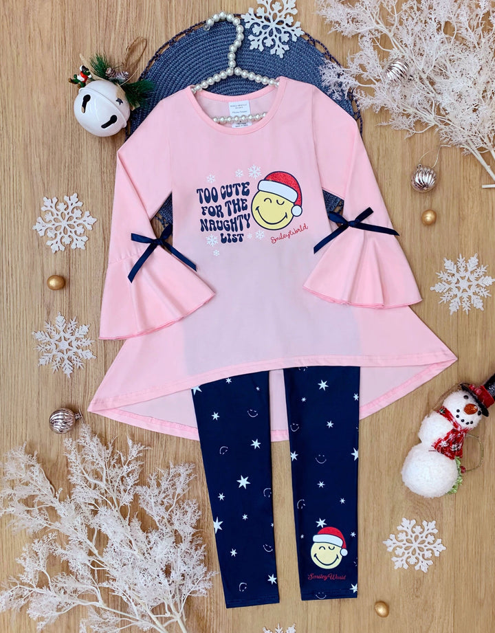 SmileyWorld Too Cute Ruffled Tunic Top and Legging Set Mia Belle Girls