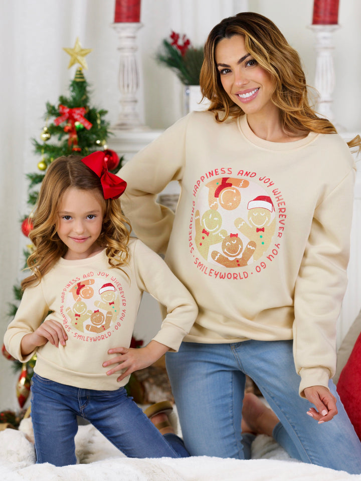 SmileyWorld Mommy and Me Happy Gingerbread Crewneck Sweatshirt Mia Belle Girls