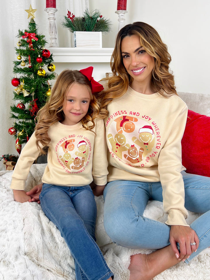 SmileyWorld Mommy and Me Happy Gingerbread Crewneck Sweatshirt Mia Belle Girls