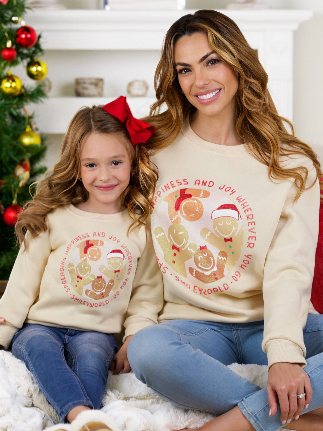 SmileyWorld Mommy and Me Happy Gingerbread Crewneck Sweatshirt Mia Belle Girls