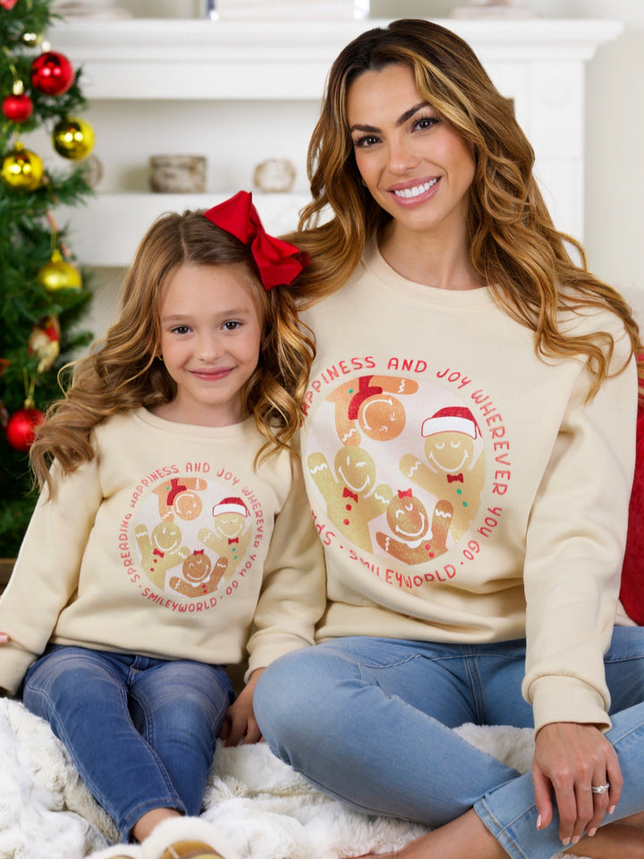 SmileyWorld Mommy and Me Happy Gingerbread Crewneck Sweatshirt Mia Belle Girls