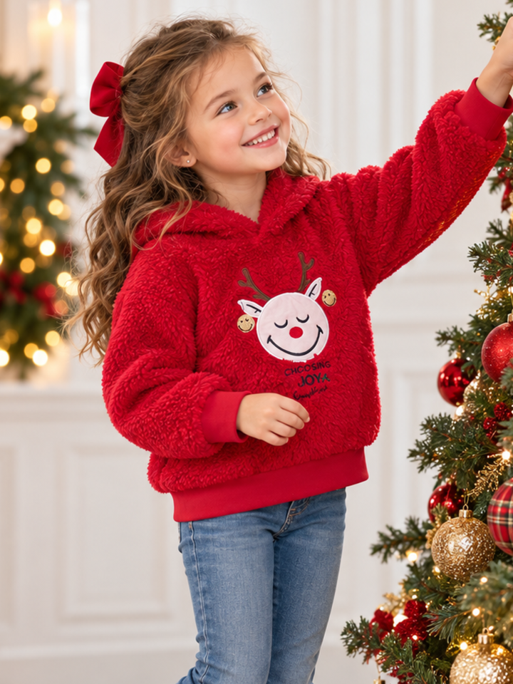 SmileyWorld Choosing Joy Reindeer Sherpa Hoodie