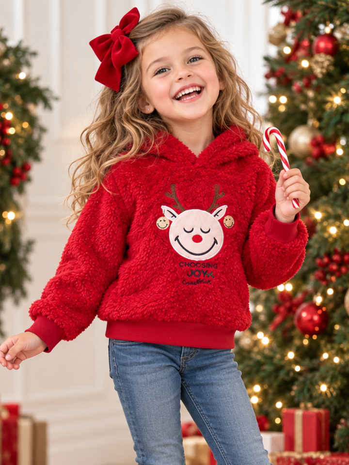 SmileyWorld Choosing Joy Reindeer Sherpa Hoodie