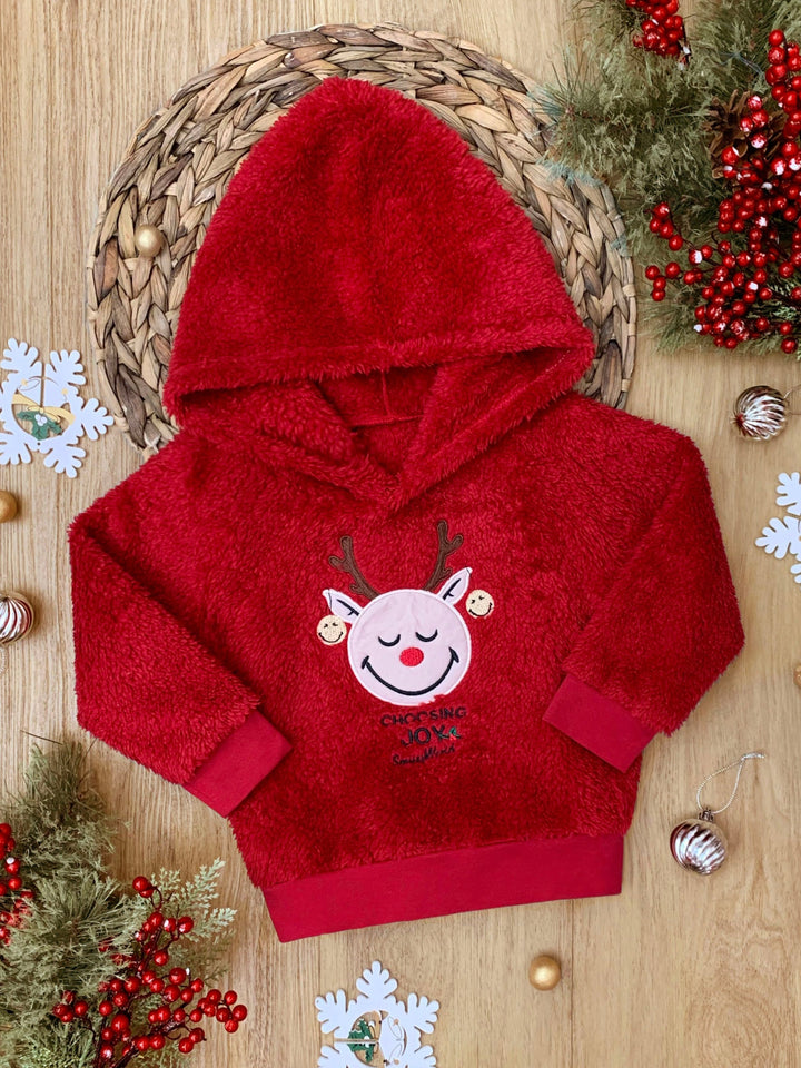 SmileyWorld Choosing Joy Reindeer Sherpa Hoodie Mia Belle Girls