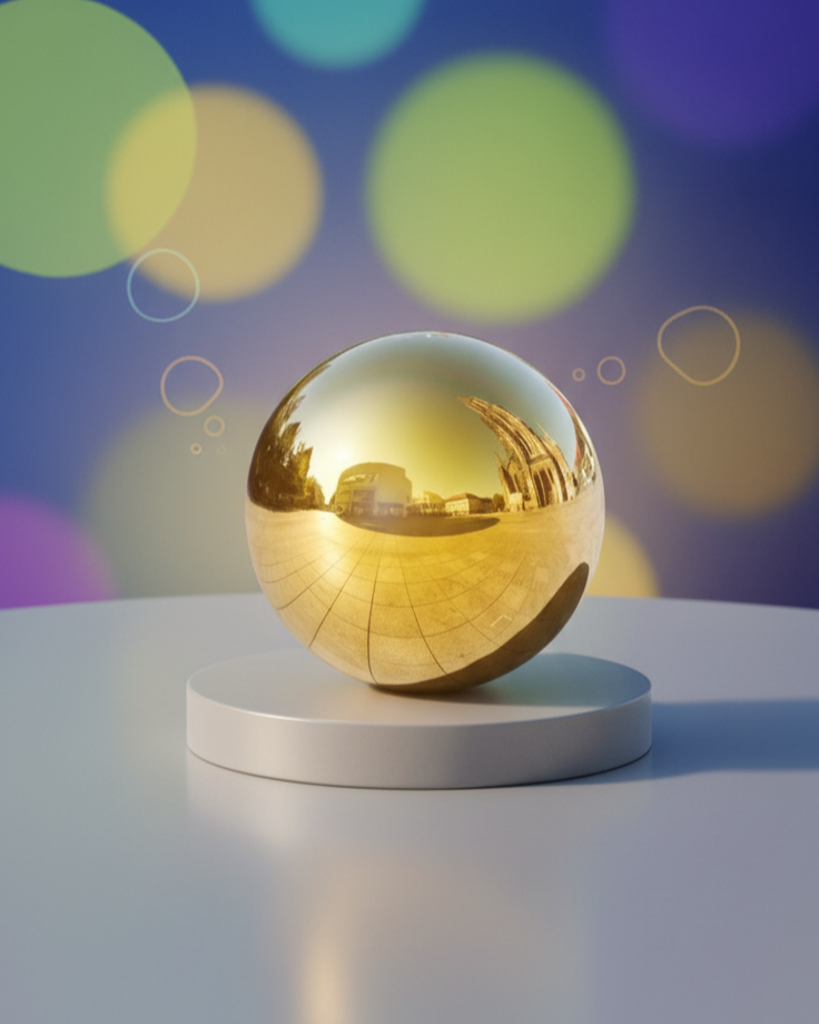 Hollow Golden Round Reflective Mirror Ball