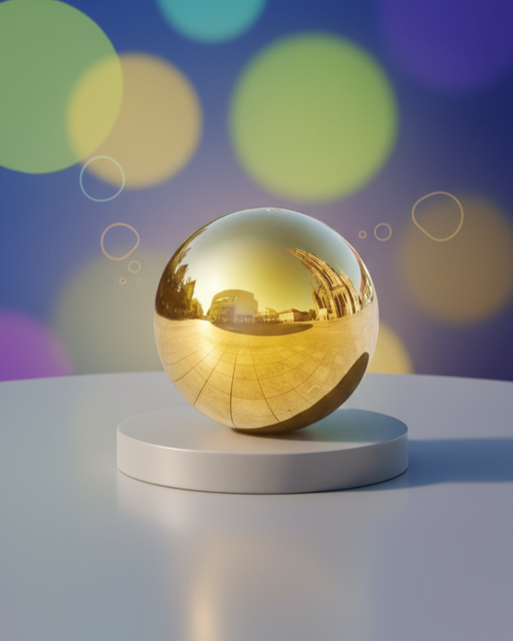 Hollow Golden Round Reflective Mirror Ball
