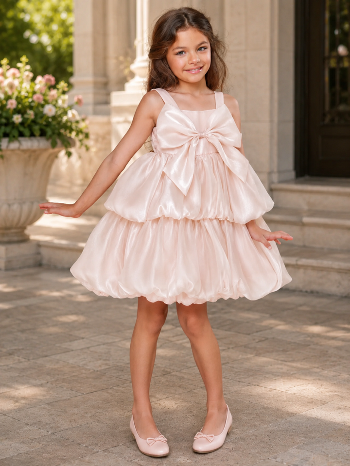 Blush Bow Ruffle Dress Mia Belle Girls