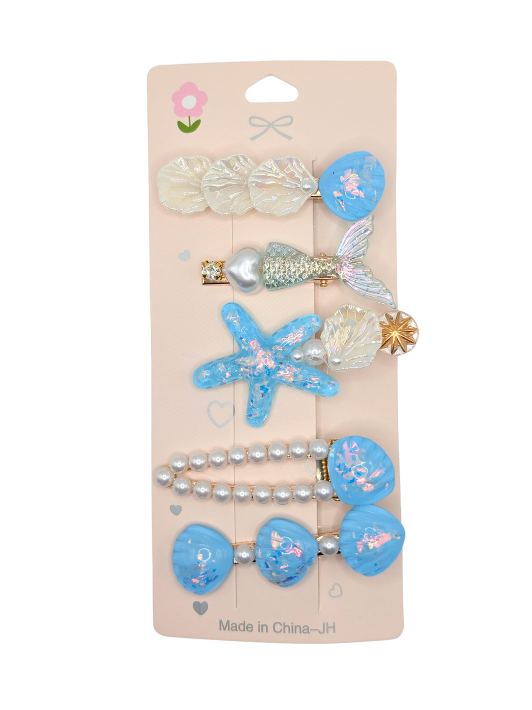 Ocean inspired girls hair accessories with starfish and shells