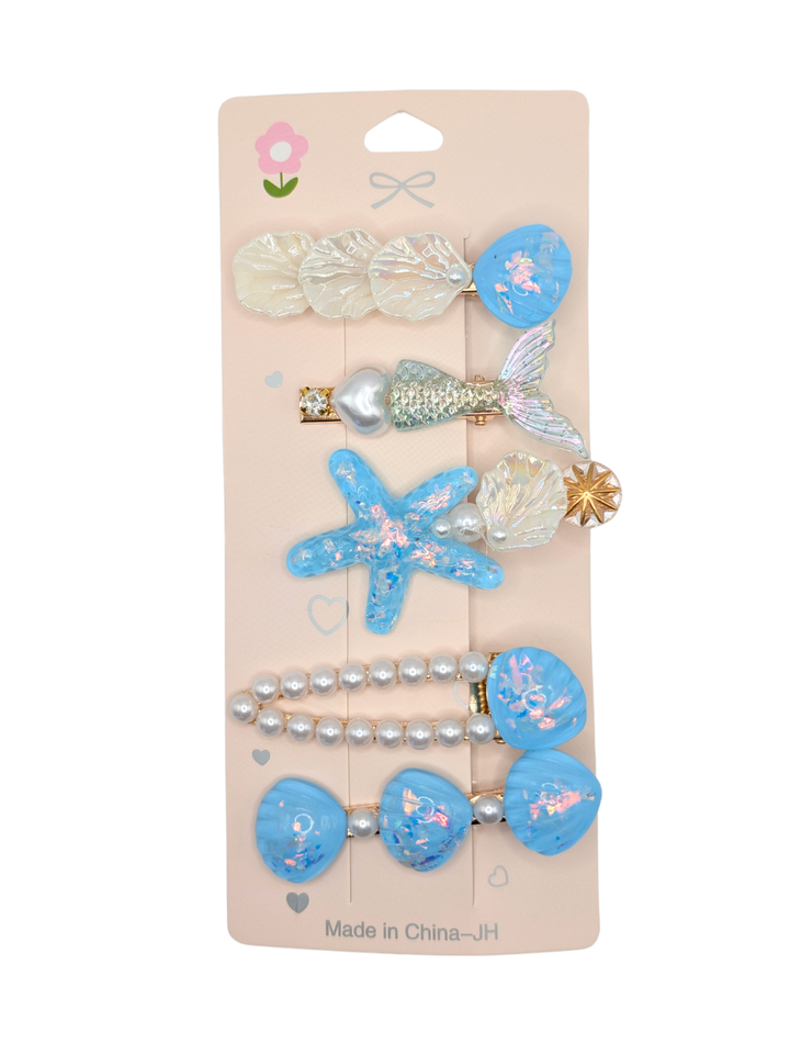Ocean inspired girls hair accessories with starfish and shells
