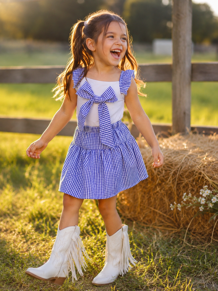 Country Chic Gingham Bow Skirt Set