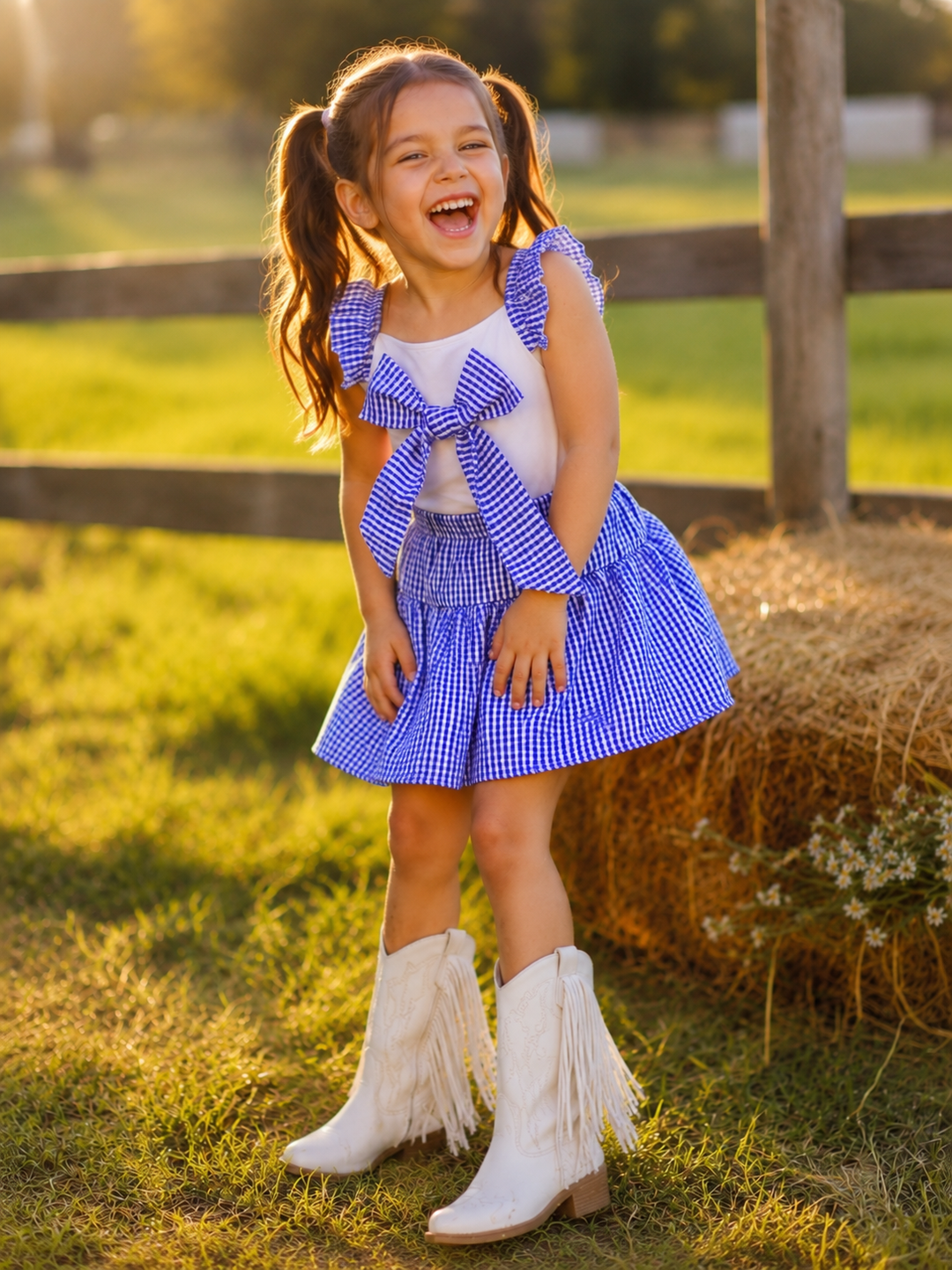 Country Chic Gingham Bow Skirt Set