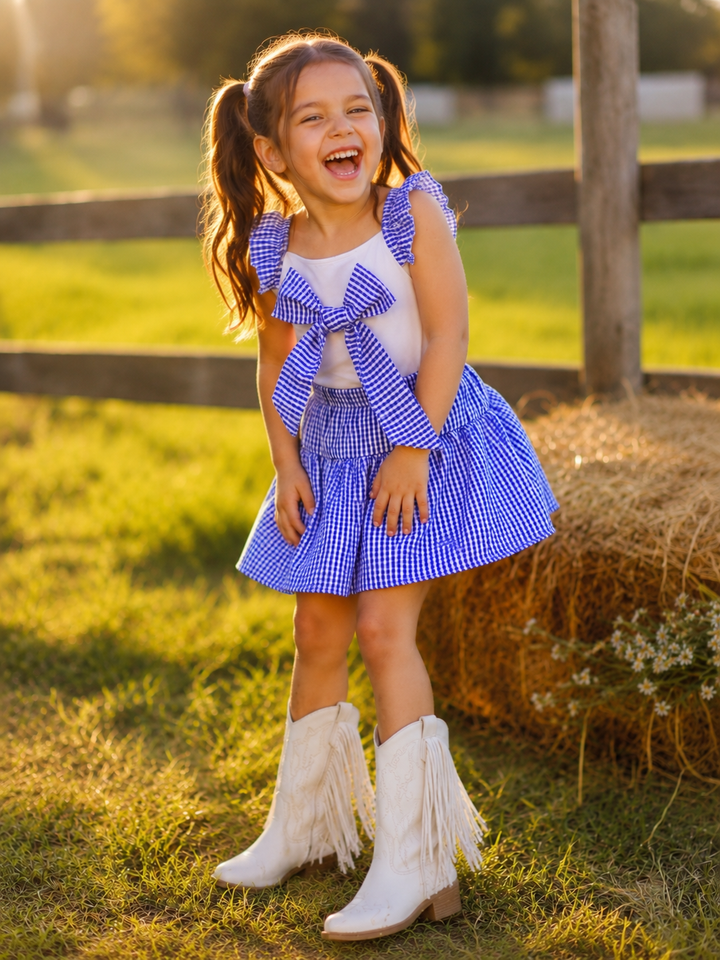 Country Chic Gingham Bow Skirt Set