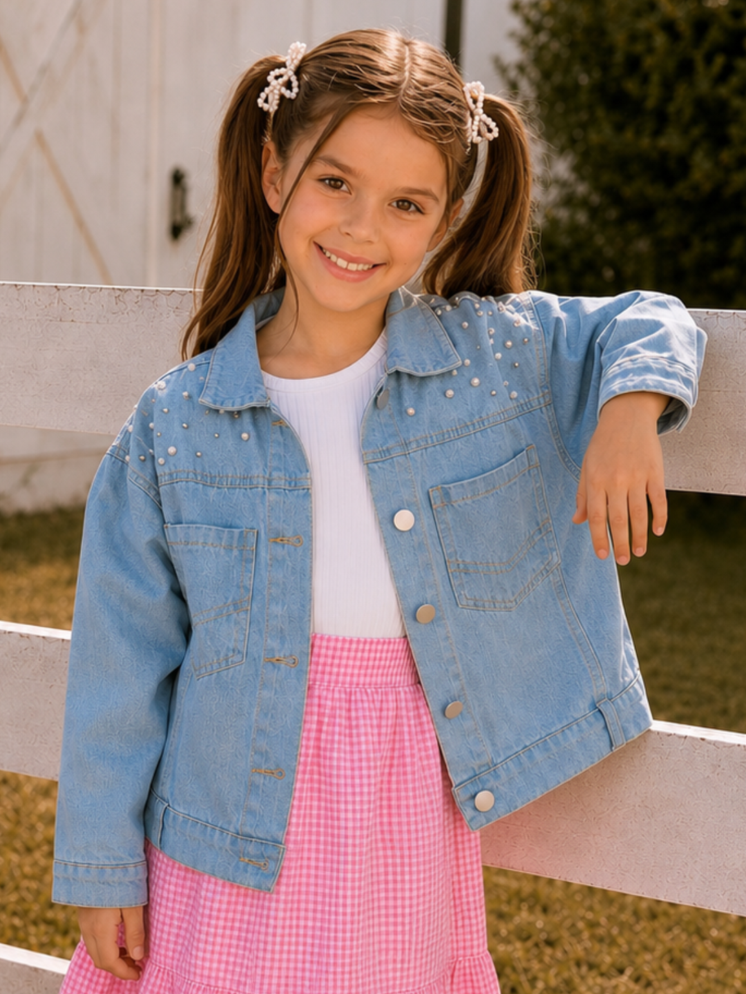 Pretty Pearl Embellished Denim Jacket