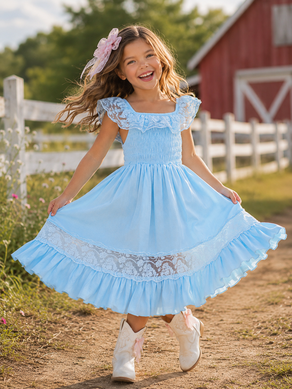 Baby Blue Chic Lace Maxi Dress – Mia Belle Girls
