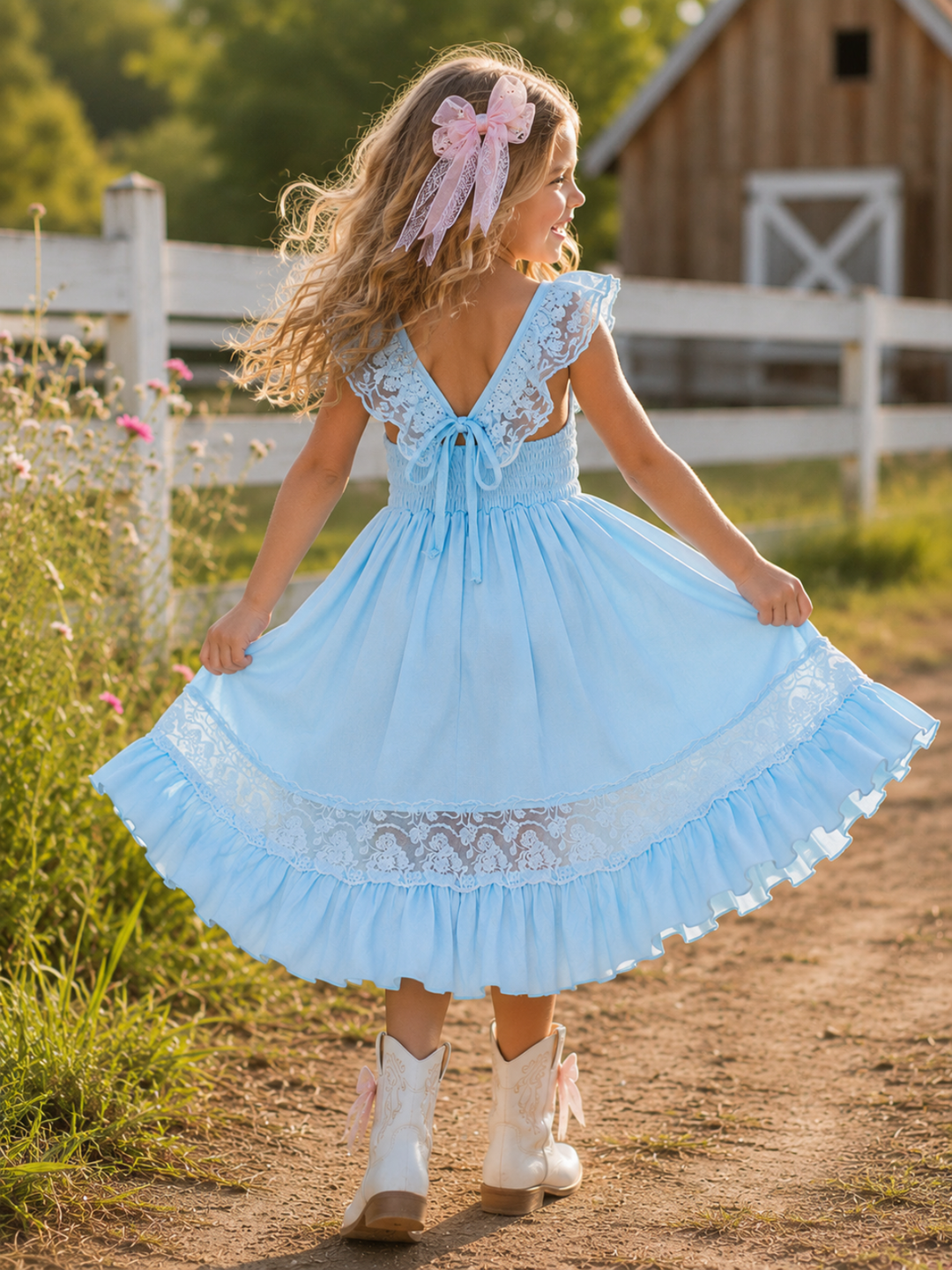 Baby Blue Chic Lace Maxi Dress