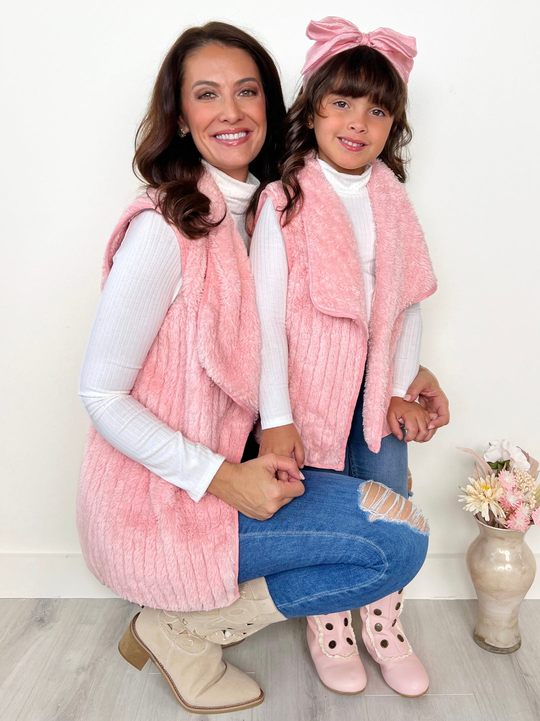 Mommy and Me Blush Cozy Faux Fur Vest Mia Belle Girls
