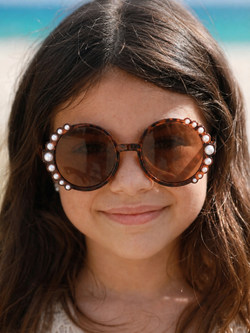 Chic Pearl Trim Round Sunglasses